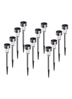 Generic 12-Pieces Elegant Designed Weatherproof Energy Saving Solar Path Outdoor Garden LED Light White  - Image 1