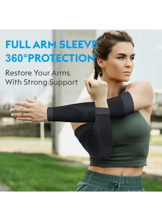 KEKING ® Compression Arm Sleeves, Pair, Firm 20-30mmHg Graduated Compression Full Arm Support for Recovery, Pain Relief, Tendonitis, Golfers & Tennis Elbow Brace, Workouts Sports - Latex Free Grey S - Image 5