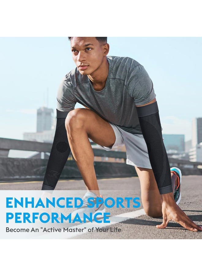 KEKING ® Compression Arm Sleeves, Pair, Firm 20-30mmHg Graduated Compression Full Arm Support for Recovery, Pain Relief, Tendonitis, Golfers & Tennis Elbow Brace, Workouts Sports - Latex Free Grey S - Image 4