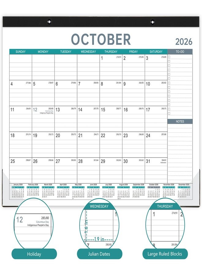 Pinchoco تقويم مكتبي 2026-2027 - تقويم مكتبي 2026-2027، يوليو 2026 - ديسمبر 2027، تقويم 18 شهرًا 2026-2027، مقاس 17 × 12 بوصة، لوحة مكتبية، مربعات كبيرة مسطرة، قائمة مهام وملاحظات، تقويم مكتبي/جداري للتخطيط أو التنظيم - Image 5