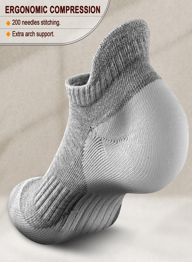 KEMISANT Men Ankle Socks, Athletic Wicking Socks Cushioned For Men Running Walking-Arch Compression Support(6Pairs,Shoes Size:Men 8-9) - Image 5