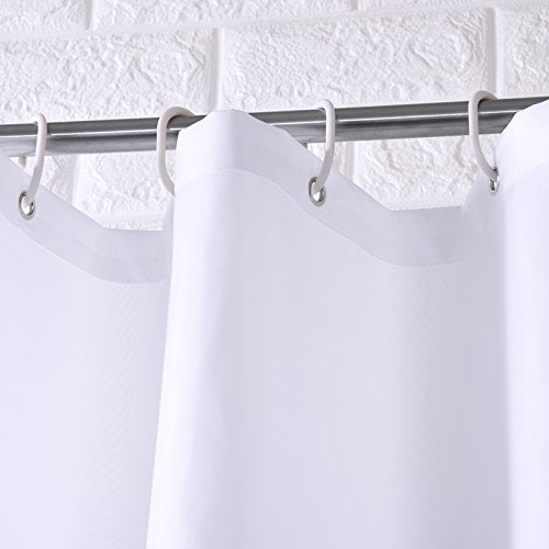 Homehold 200cm Wide By 240cm High White Shower Curtain, Waterproof Polyester Bathroom Curtain With Hooks - Image 2