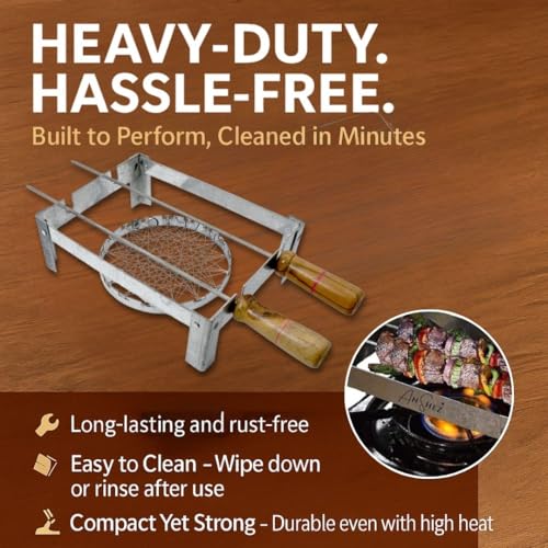 ANSHEZ® Small Barbeque Grill Stand For Stove | Gas Tandoor Grill For Home | Foldable Chhota Tandoor with 2 Skewers & 1 Jali | Free Standing | Gas Powered - Image 4