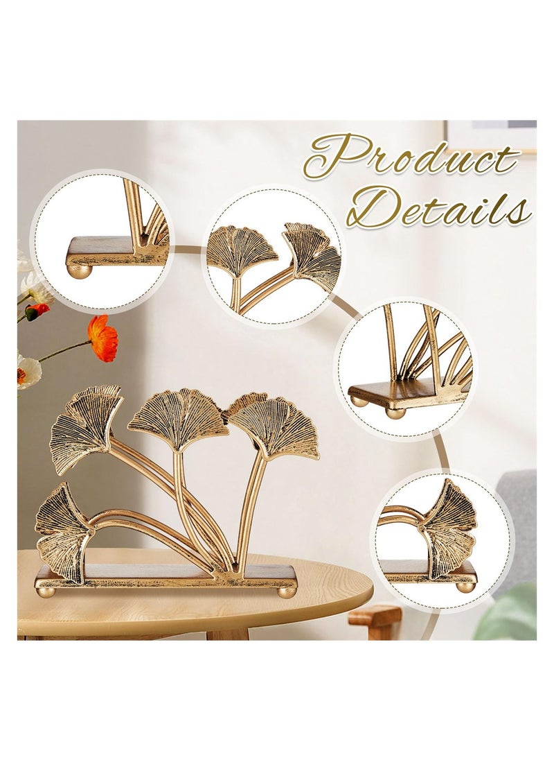 KASTWAVE Metal Napkin Holders, 1 Pcs Modern Napkin Holder with Ginkgo Leaves Design, Heavy Duty Napkin Paper Organizer, Fall Table Decoration Guest Napkin Storage Organizer for Home, Restaurant  - Image 3