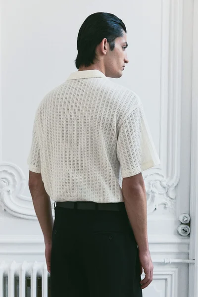 H&M Loose Fit Jacquard-knit polo shirt