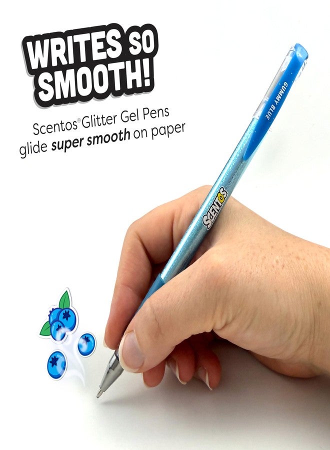 Scentos Scented Gel Pens for Kids - Assorted Colorful Pens - Fine Point Gel Pen Set - For Ages 3 and Up - 5 Count (Glitter) - Image 4