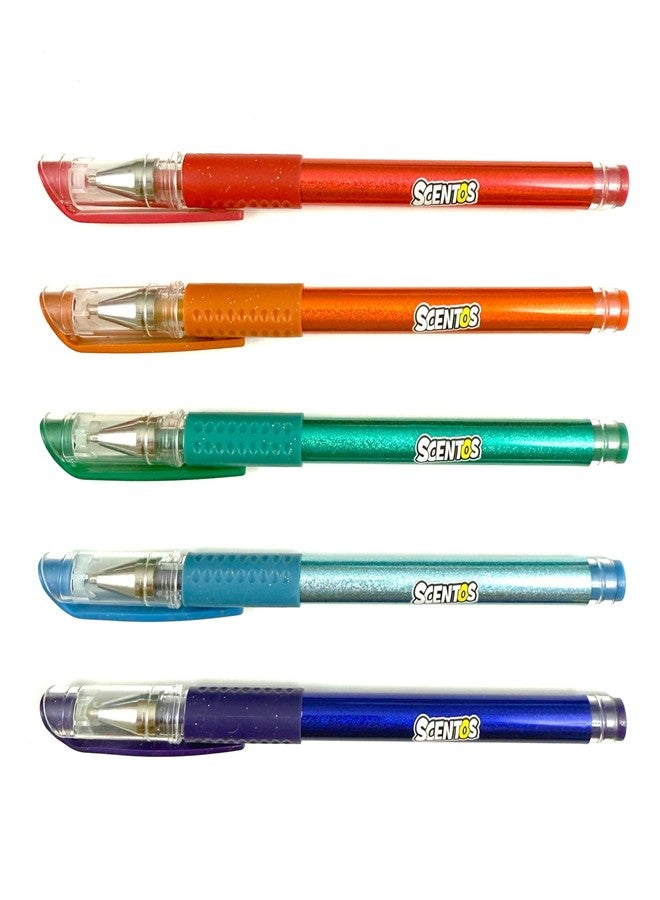 Scentos Scented Gel Pens for Kids - Assorted Colorful Pens - Fine Point Gel Pen Set - For Ages 3 and Up - 5 Count (Glitter) - Image 2