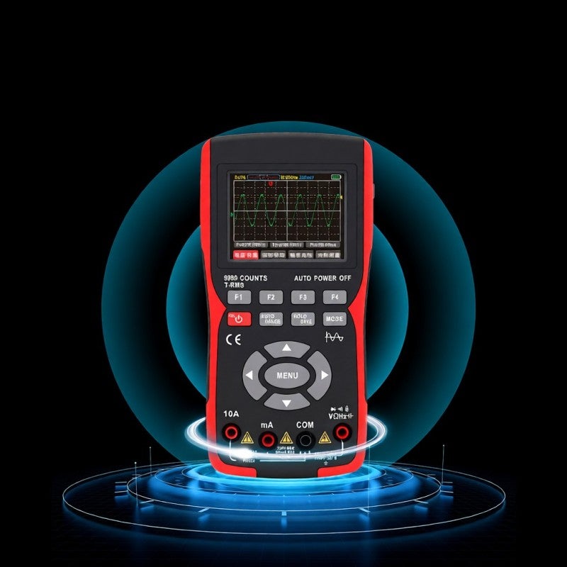 راسم الذبذبات ومقياس متعدد رقمي محمول بشاشة LCD 2 في 1 متر عالمي سكوب متر 9999 عداد 10 ميجاهرتز 48 ميجا عينة/ثانية قناة واحدة لقياس الجهد والتيار المتردد/المستمر والمقاومة - Image 5
