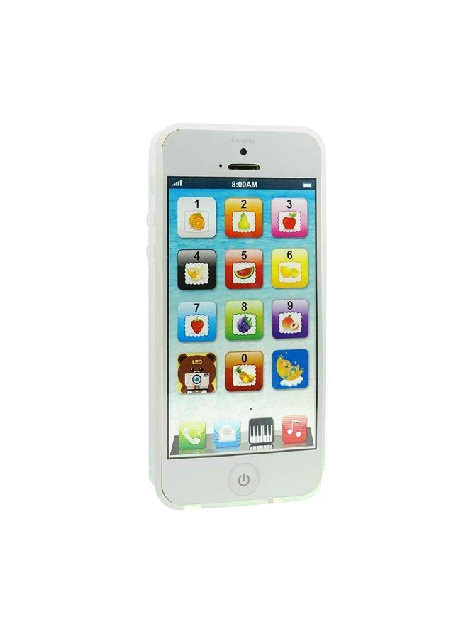 Cooplay White Smart Phone Toy Music Lullaby YPhone Song Touch Screen USB Recharable Cell Phone Learning English Mobile for Toddler Child - Image 1