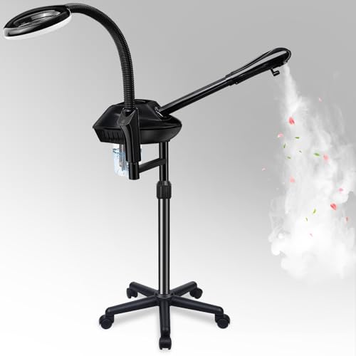 Fuehomue Professional Facial Steamer on Wheels, 2-in-1 Facial Steamers with 5X Magnifying Lamp, Facial Steamer for Facial Deep Cleaning and Hydration, Facial Humidifier for Spa, Salon and at Home Use - Image 1