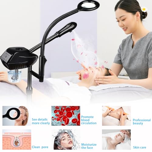 Fuehomue Professional Facial Steamer on Wheels, 2-in-1 Facial Steamers with 5X Magnifying Lamp, Facial Steamer for Facial Deep Cleaning and Hydration, Facial Humidifier for Spa, Salon and at Home Use - Image 4
