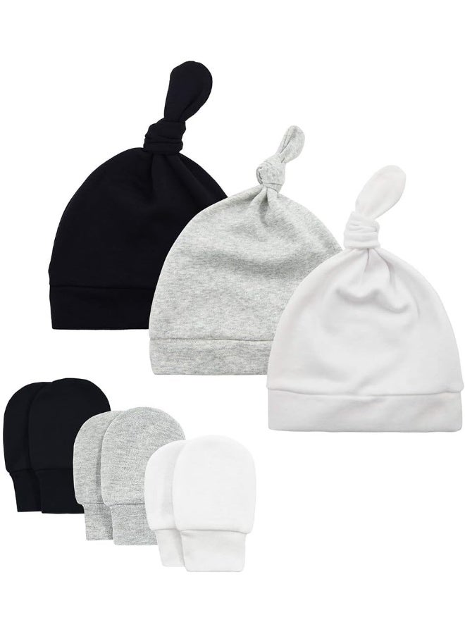 Durio Newborn Baby Hats Mittens Set for Boys Girls Hospital Hat Beanie Infant Caps Baby Gift  - Image 1