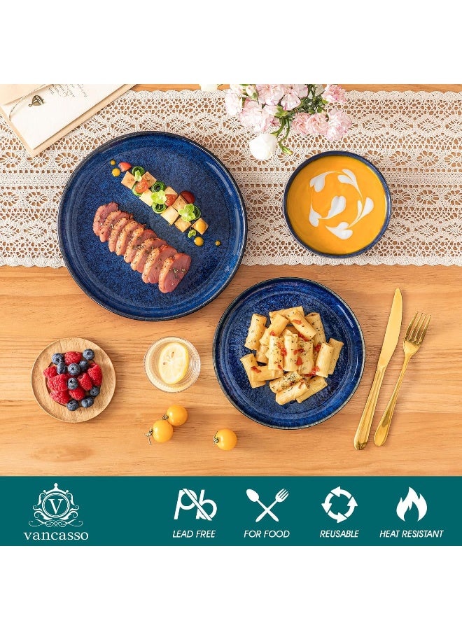 vancasso طقم أدوات المائدة الفاخر من فانساسو ستاري 12 قطعة لـ 4 أشخاص بأطباق زرقاء بتشطيب زجاجي تفاعلي - Image 3