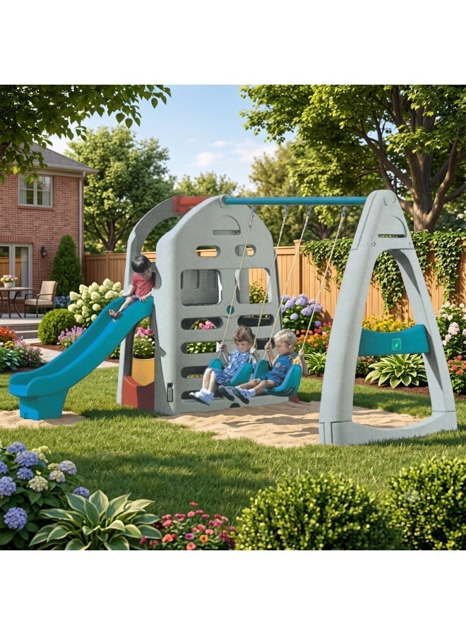 Myts Mega Gym Play Set With Swing & Slide – Outdoor Kids Gym | Dual Swings + Slide | Backyard Play Equipment | Ages 2-15 - Image 1