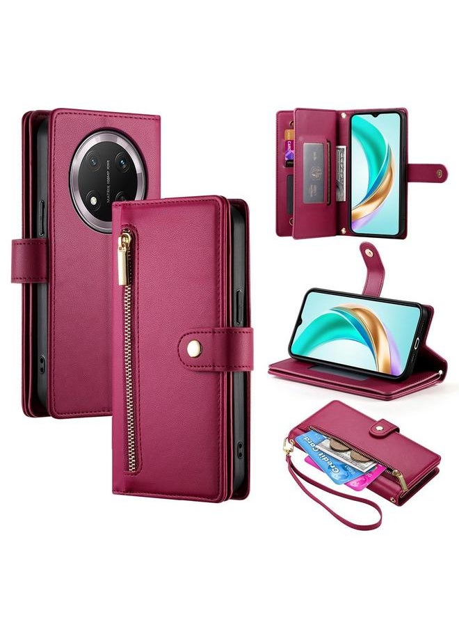 Zaboon Case For Honor X9c Global / Magic7 Lite Nine Card-slot Zipper Wallet Bag Leather Phone Case  - Image 1