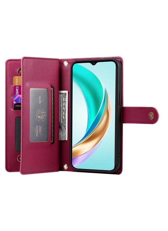Zaboon Case For Honor X9c Global / Magic7 Lite Nine Card-slot Zipper Wallet Bag Leather Phone Case  - Image 3