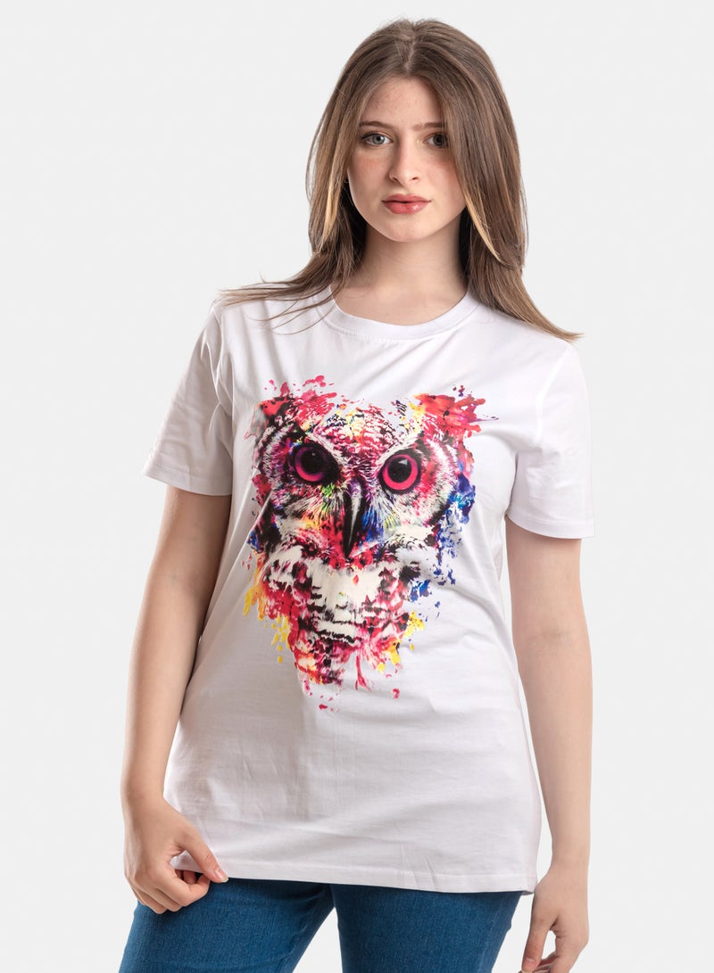 OWL T-shirt 'fire Owl' White - Image 2