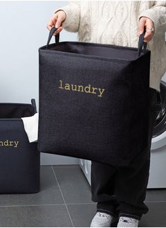 HomarKet Laundry Basket Bag Large Foldable Dirty Clothes Basket with Handles 60L Collapsible Toys Storage Bucket Durable Navy Blue  - Image 2