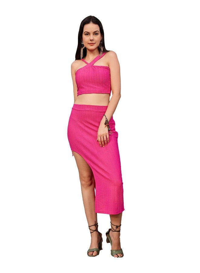 PURVAJA Women’s Midi Co-ords (Sily-002-Pink_Pink_XX-Large) - Image 1
