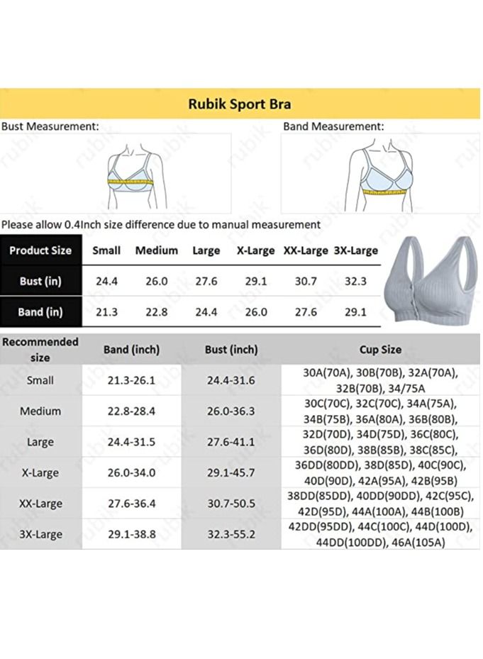 Rubik Nursing Bra for Women, Rubik Breast Feeding Maternity Front Button Closure Seamless Removeable Padded Smooth Wireless Pregnancy Sleeping Bra (Large) Grey  - Image 3