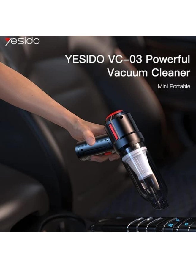 Yesido VC03 4500Pa Rechargable Wireless Mini Portable Hand Held Vacuum Cleaner - Image 3