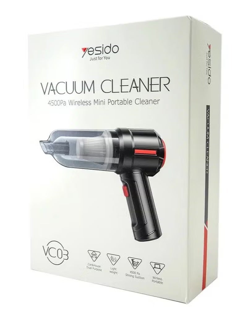 Yesido VC03 4500Pa Rechargable Wireless Mini Portable Hand Held Vacuum Cleaner - Image 2