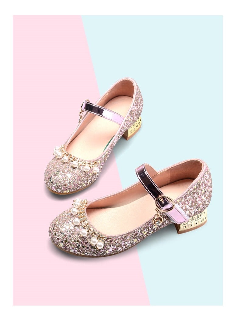 Children's Crystal Shoes Stage Performance Little Girl Shining Princess Little Leather Shoes - Image 4