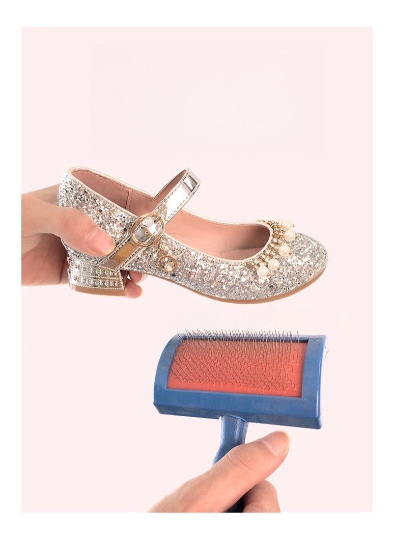 Children's Crystal Shoes Stage Performance Little Girl Shining Princess Little Leather Shoes - Image 1