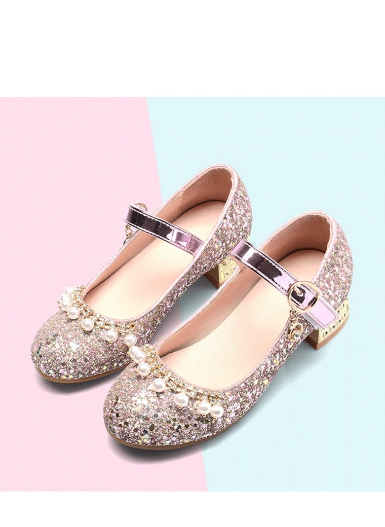 Children's Crystal Shoes Stage Performance Little Girl Shining Princess Little Leather Shoes - Image 3
