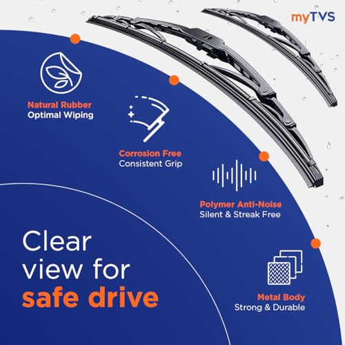 myTVS Crystal Wiper Blade | Premium All-Season Windshield Wiper for Cars | Set of 2 | Size 21" x 19" Inches - Image 3