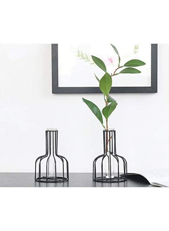 yongsheng Set Of 2 Metal Flower Test Tube Vase Multicolour one size，2 Pcs Balck Flower Vase with Metal Frame, Test Tube Vases Decorative  - Image 4