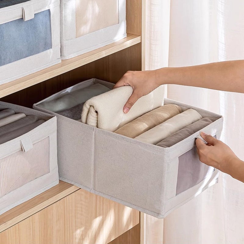 Pradnel Linen Closet Organizers And Storage, 12 Pack Closet Storage Bins Linen Closet Baskets for Closet Organization Foldable Closet Organizer Bins with Clear Window For Organizing Clothing, Jeans, Shelves - Image 4