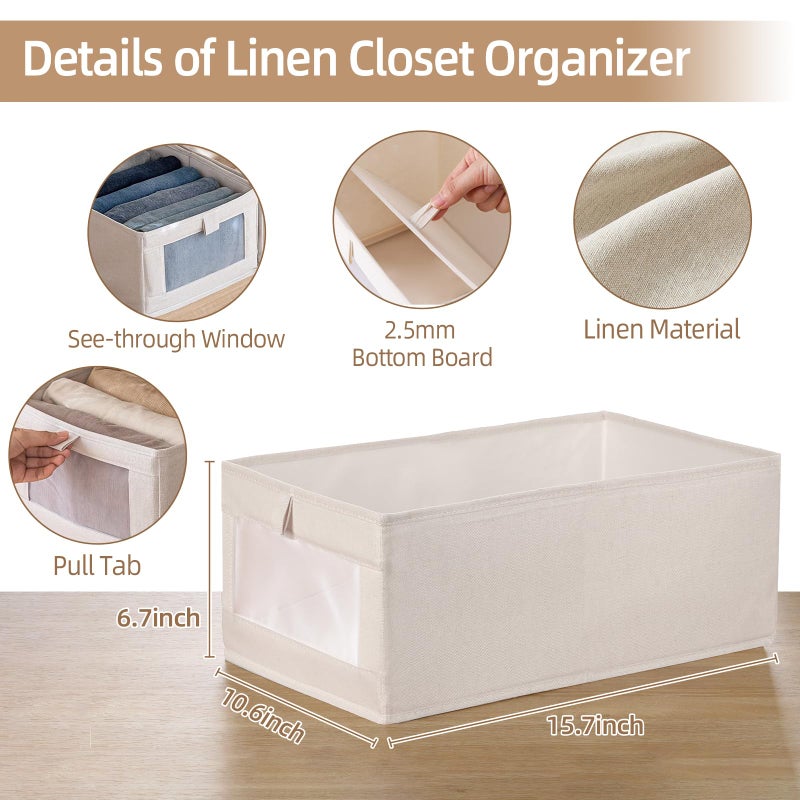 Pradnel Linen Closet Organizers And Storage, 12 Pack Closet Storage Bins Linen Closet Baskets for Closet Organization Foldable Closet Organizer Bins with Clear Window For Organizing Clothing, Jeans, Shelves - Image 2