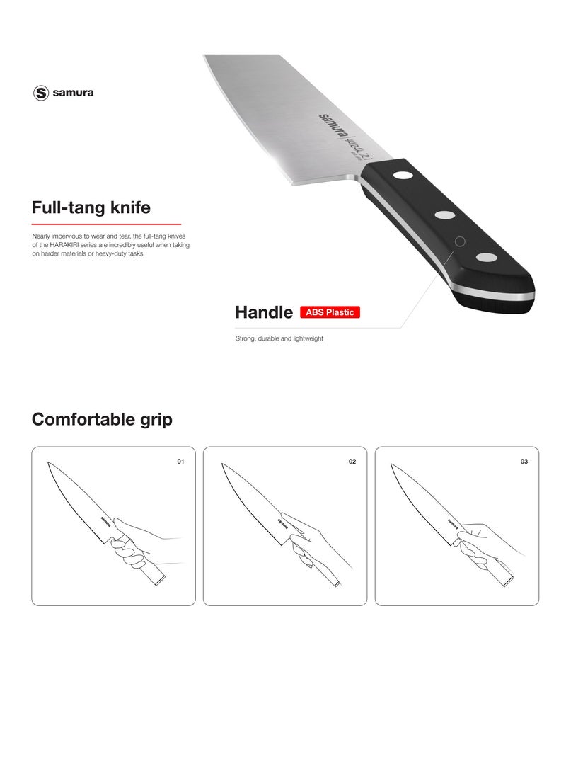 Samura - Samura Harakiri Set of 5 Kitchen Knives | Black | Paring, Utility, Nakiri, Santoku, Chef's Knife | AUS-8 Stainless Steel Blade | ABS Plastic Handles | Easy To Use | Lightweight | Corrosion Resistant - Image 1
