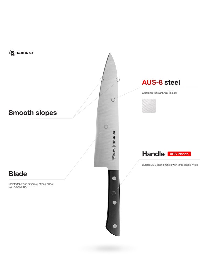 Samura - Samura Harakiri Set of 5 Kitchen Knives | Black | Paring, Utility, Nakiri, Santoku, Chef's Knife | AUS-8 Stainless Steel Blade | ABS Plastic Handles | Easy To Use | Lightweight | Corrosion Resistant - Image 1