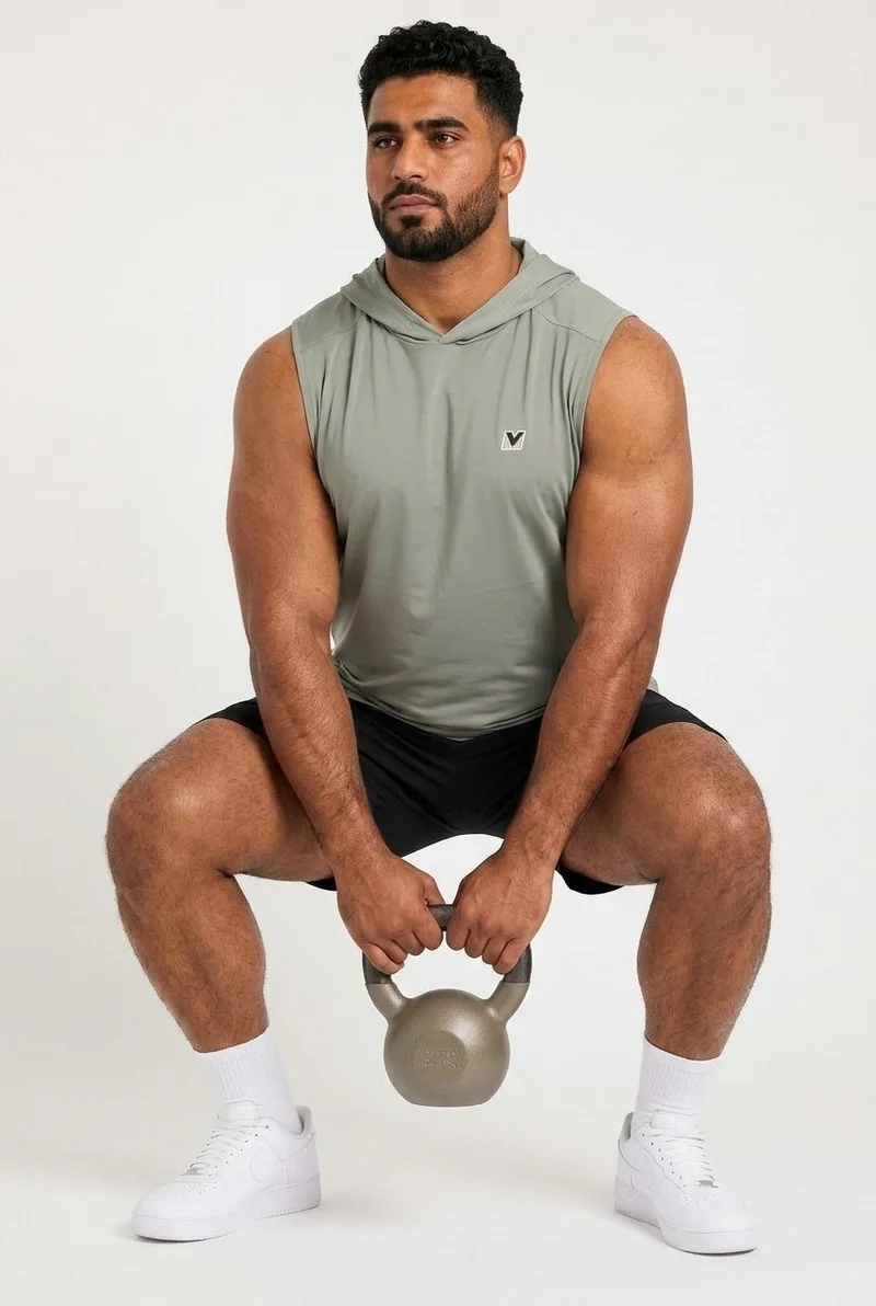 Moveletix Grey Men's Training Hooded Tank Top Grey for Men | Best Price UAE