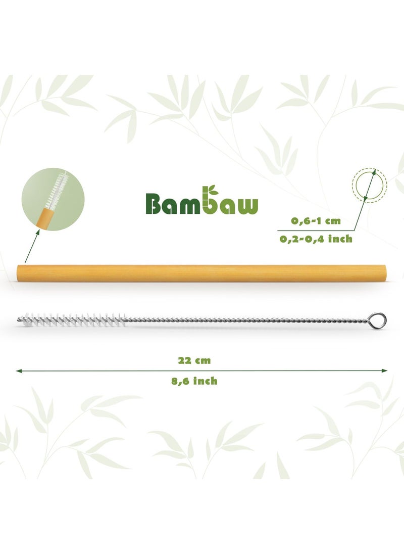 Bambaw Bambaw Reusable Bamboo Straws  Eco Friendly with Straw Cleaner Brush  Pouch Pack of 6  87  - Image 2
