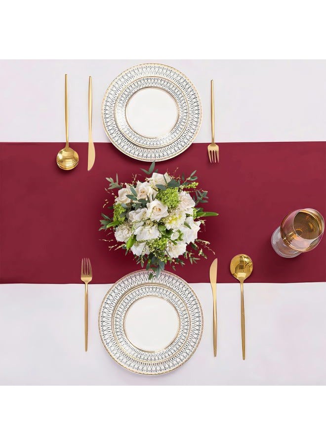 SHEJIZE 20 Pack Satin Wine Red Table Runner 12x108 Inches Long, Bright Silky Smooth Satin Table Runner Table Decor for Wedding Banquet Christmas Prom Event Birthday Party - Image 4
