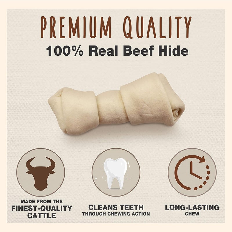 Cadet Premium Grade Beef Hide Dog Chews 45 LongLasting Knotted Rawhide Bones SingleIngredient Natural Flavor 1 Pound - Image 2