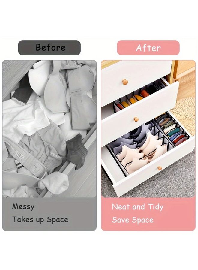 5 Pack Black Nylon Drawer Dividers For Lingerie Socks Ties Foldable Closet Organizer - Image 3