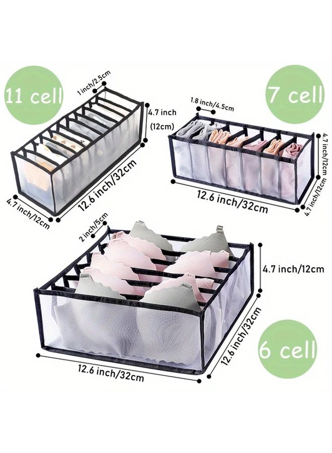 5 Pack Black Nylon Drawer Dividers For Lingerie Socks Ties Foldable Closet Organizer - Image 4