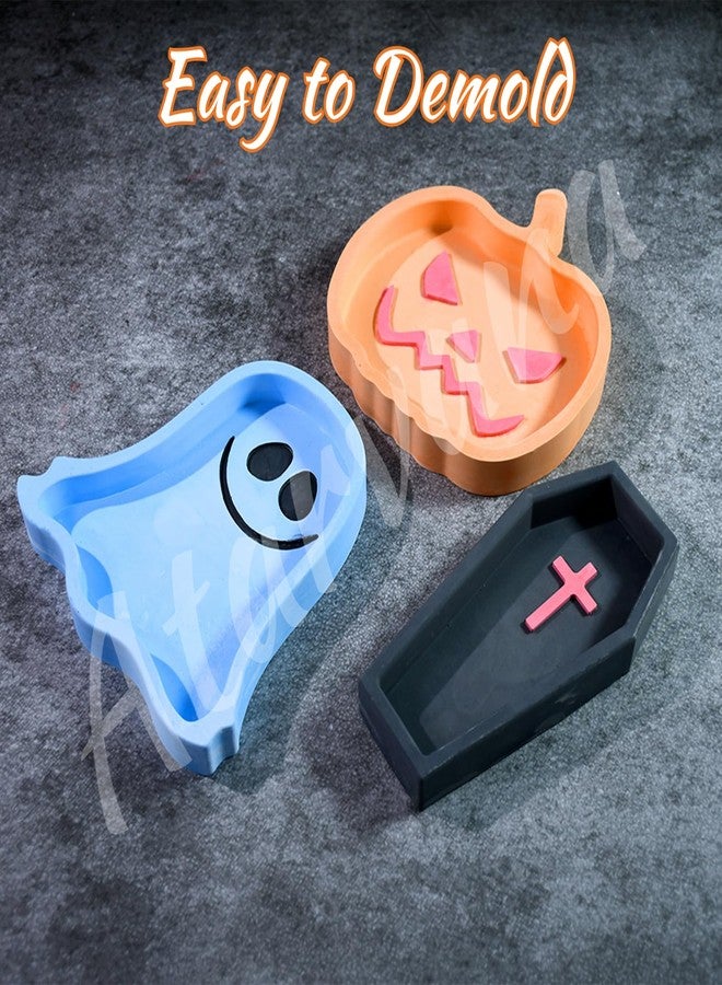 Atarvana 3PCS Halloween Resin Tray Molds Set for DIY Casting Craft, Atarvana Halloween Resin Molds w/ 5 Droppers & 10 Disposable Mixing Cups-Pumpkin, Coffin, Ghost - Image 5