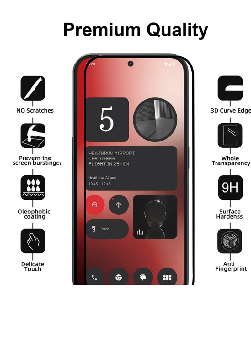 واقي شاشة For Nothing Phone 2A - واقي شاشة من الزجاج المقوى من الحافة إلى الحافة، شفافية عالية، لمسة دقيقة، مضاد للانفجار، حواف مقوسة ناعمة، تركيب سهل - Image 3