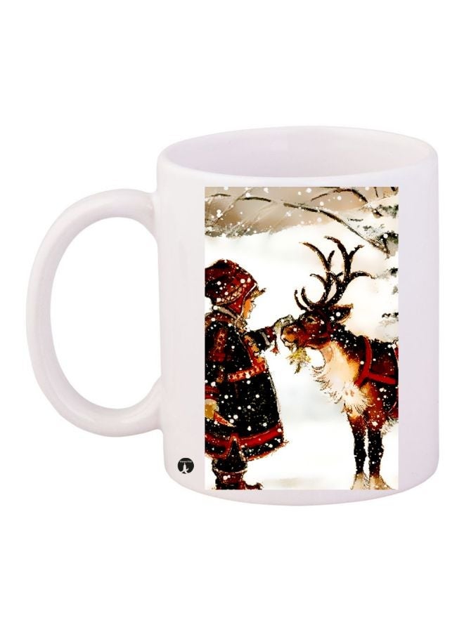 RYN Snowfall Printed Coffee Mug White/Brown/Red 11ounce