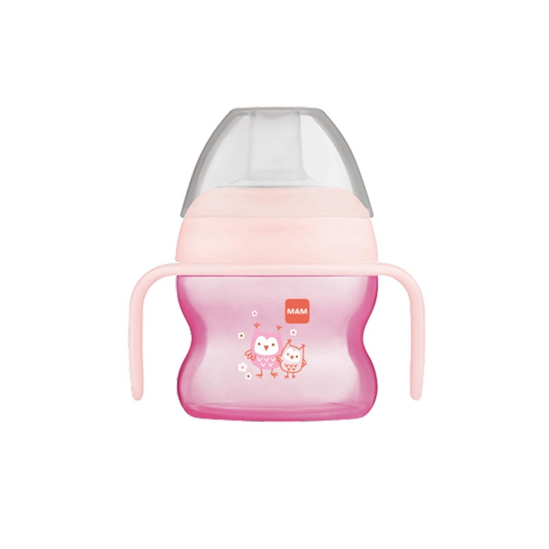 MAM Starter Cup (1 Count), MAM Sippy Cup, Drinking Cup with Extra-Soft Spill-Free Spout and Non-Slip Handles, for Girls 4+ Months, Five Ounces, Pink - Image 1