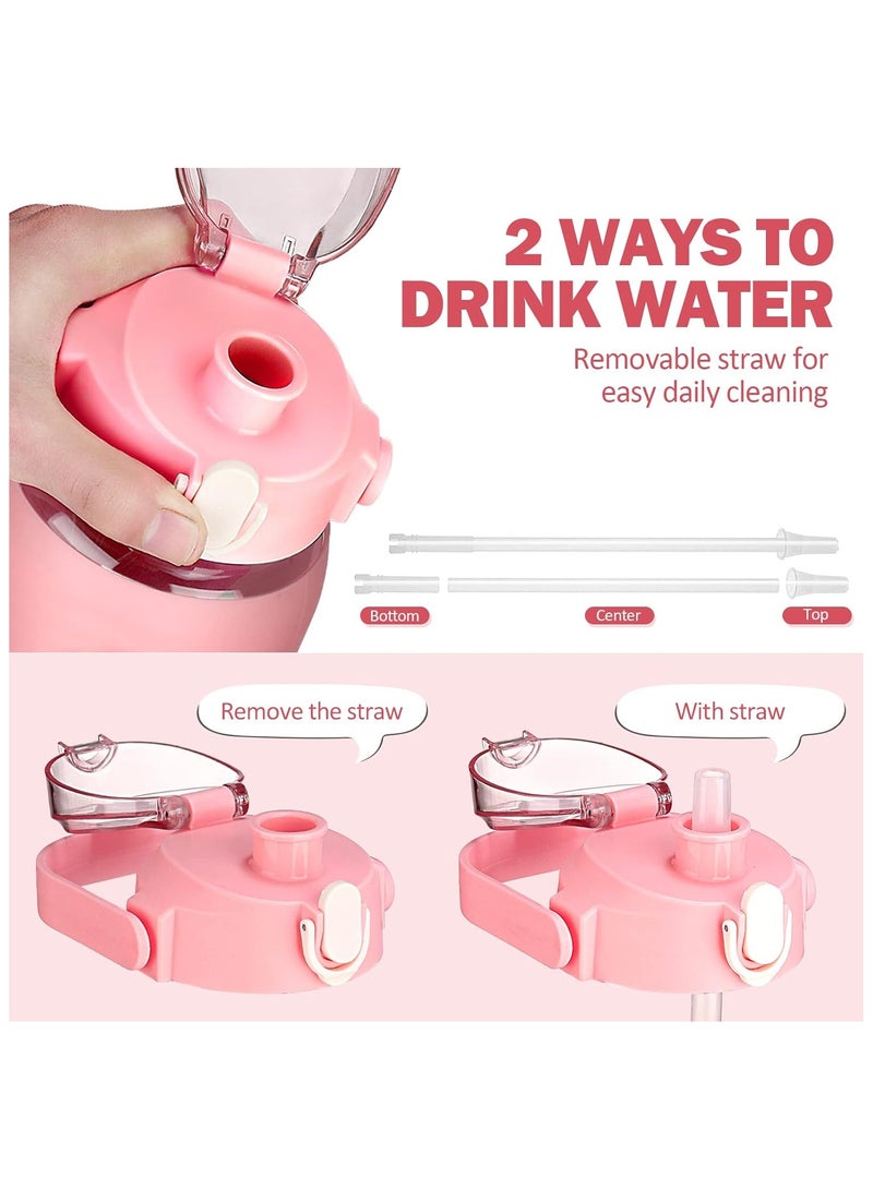 Arabest 64oz Glass Water Bottles with Straw, Half Gallon Motivational Glass Bottle with Silicone Sleeve and Time Marker, 2L Leakproof Large Glass Water Jug for Gym Home Office,Pink  - Image 4