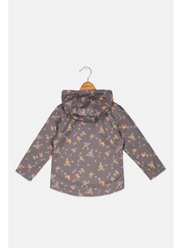 Body Glove Toddlers Girl Floral Print Softshell Jackets, Grey Combo  - Image 2