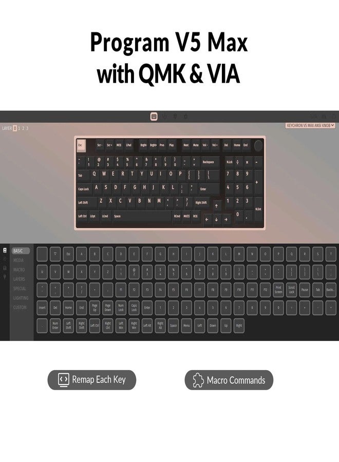 Keychron V5 Max Custom Wireless Mechanical Gaming Keyboard with Numeric Keypad, 96% Layout QMK/VIA 2.4GHz/Bluetooth 5.1/Wired, Gateron Red Switch Backlit RGB for Mac - Image 2
