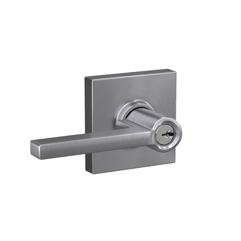 SCHLAGE F51A LAT 626 COL Latitude Lever with Collins Trim Keyed Entry Lock Satin Chrome - Image 2