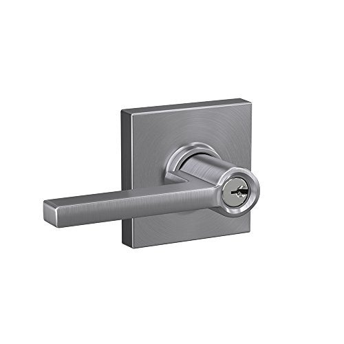 SCHLAGE F51A LAT 626 COL Latitude Lever with Collins Trim Keyed Entry Lock Satin Chrome - Image 1